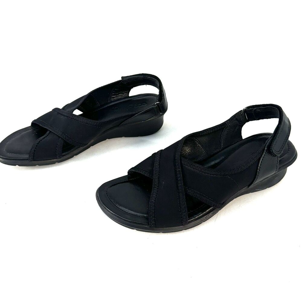 Ecco Felicia Stretch Crossover Straps Black Women's Shoes Size 5.5 US 36 EU